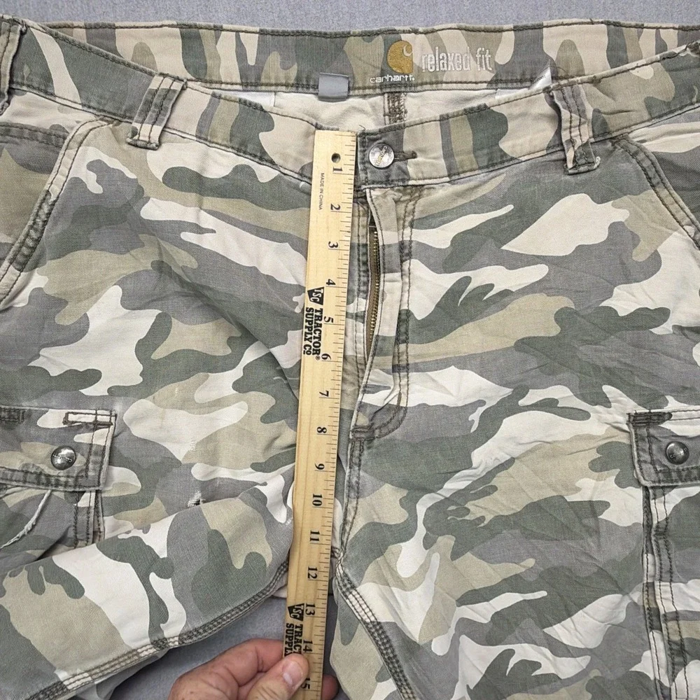 Carhartt Cargo Shorts Mens 40 Camo Grey White Relaxed Fit Cotton 100279